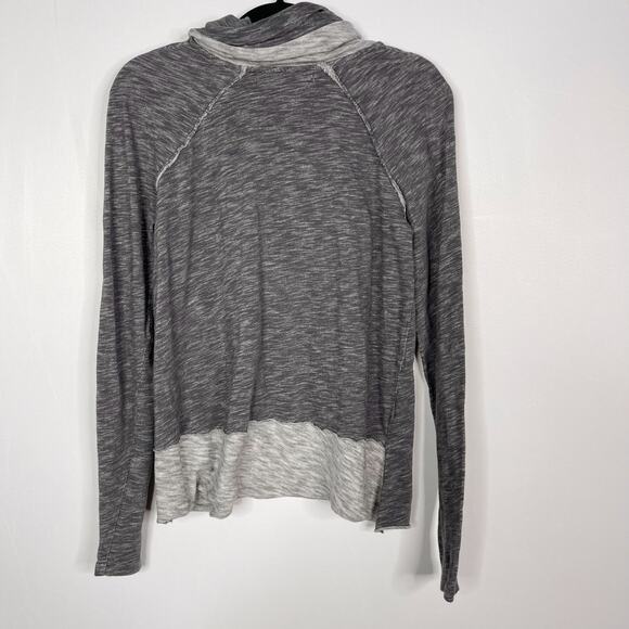 Free People Beach One Size Gray Heather Cowl Neck CocoonLong Sleeve Top Tunic OS - Picture 2 of 9
